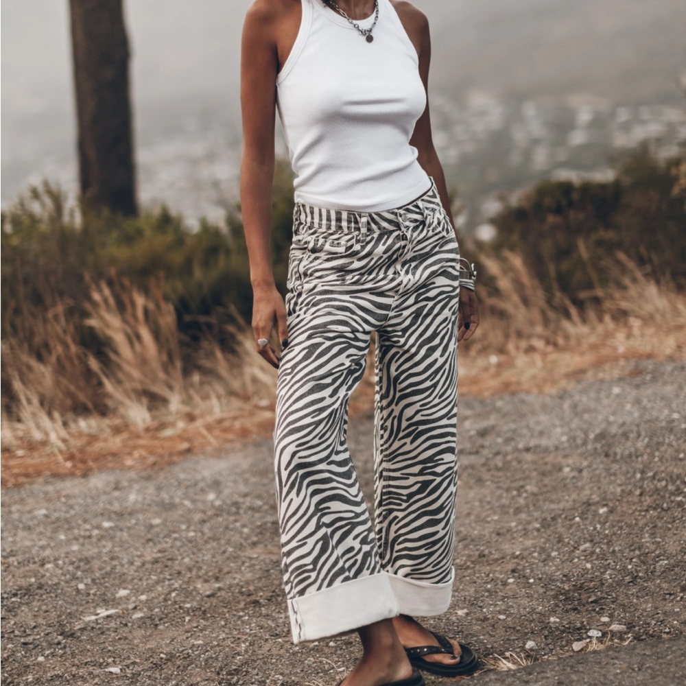 Mikuta Zebra Baggy Jean Wide Leg Denim